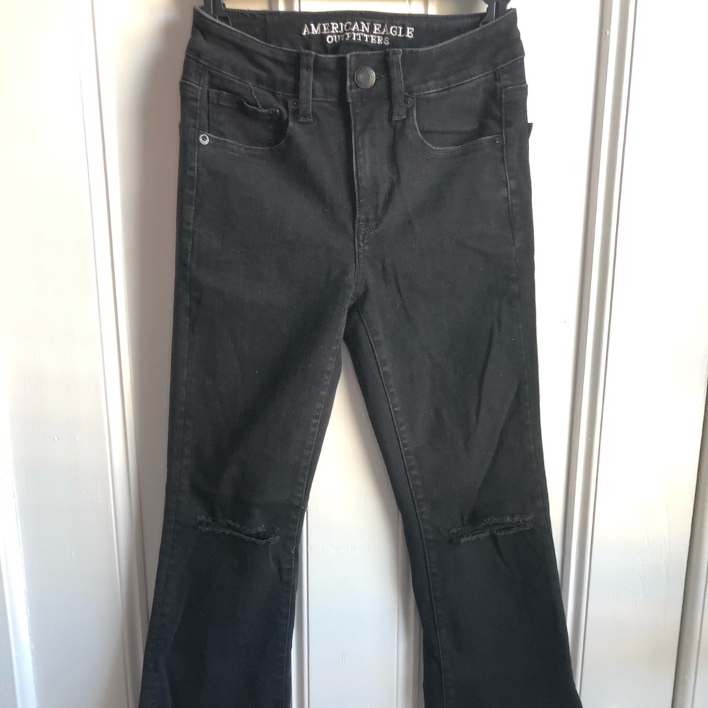 American Eagle black flare jean